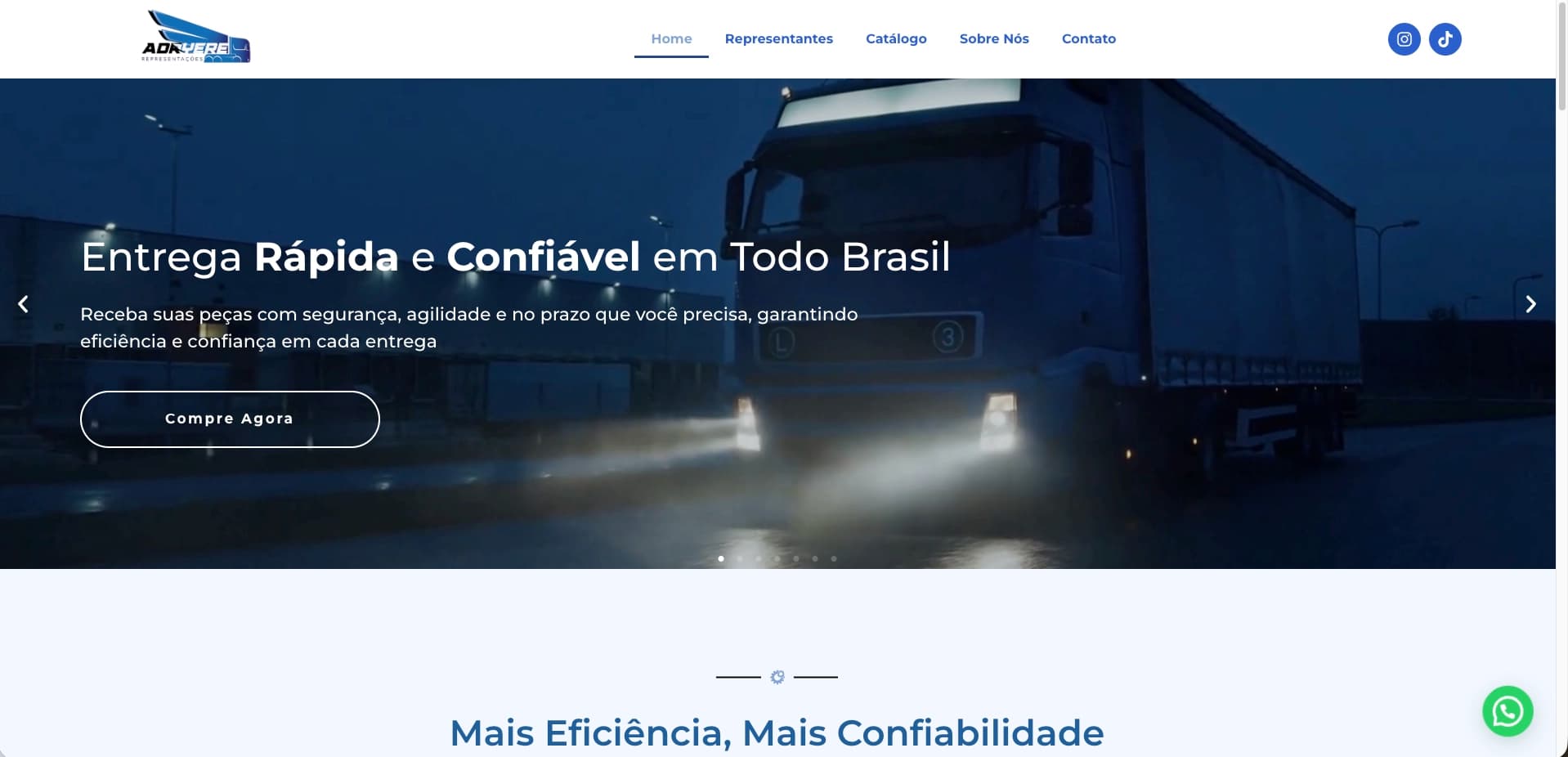Site institucional — Glam Transportes